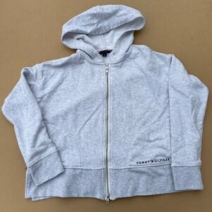Tommy Hilfiger Hoodie Women Small Gray Good Side Zip French Terry Sweatshirt